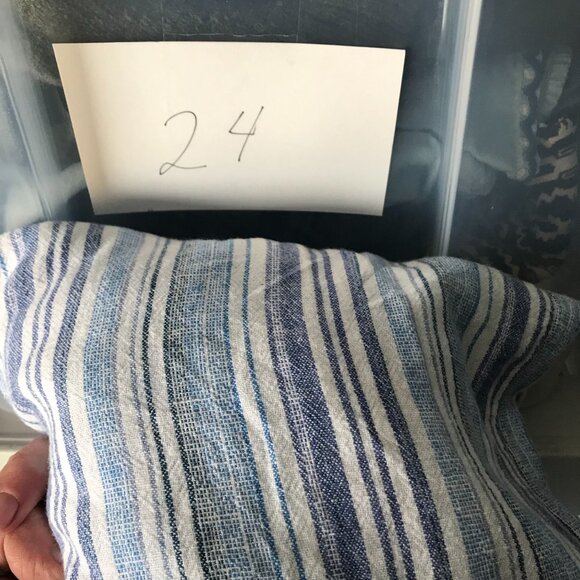 GAP Wide-Leg Linen Blend Ankle Pants Womens Size 8 Blue & White Stripe With Belt - Picture 8 of 8